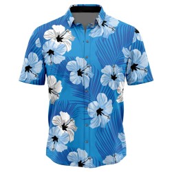 Men's Summer Floral Short Sleeve Shirt Blue