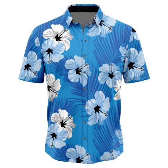 Men's Summer Floral Short Sleeve Shirt Blue