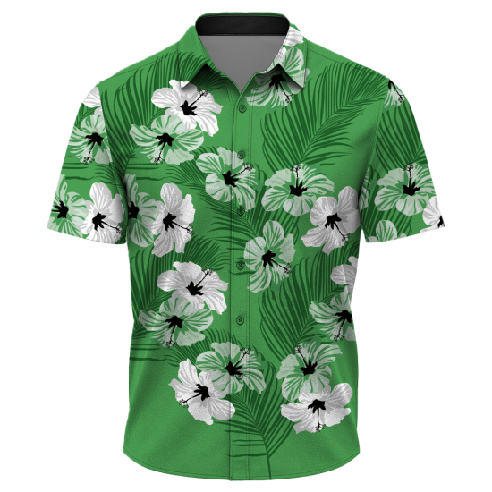Green Floral Pattern Men's Shirt Tops