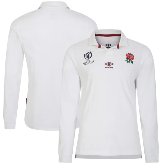 England Rugby World Cup 2023 Home Classic Long Sleeve Jersey - White - Mens England Rugby World Cup 2023 Home Classic Long Sleeve Jersey - White - Mens