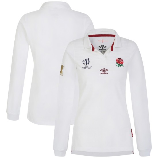 England Rugby World Cup 2023 Home Classic Long Sleeve Jersey - White - Womens England Rugby World Cup 2023 Home Classic Long Sleeve Jersey - White - Womens
