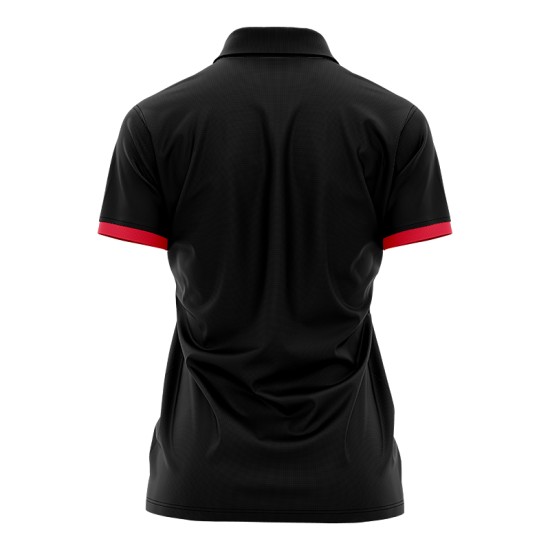 Womens Polo Shirt Saracens 24/25 Match Day Black/Red