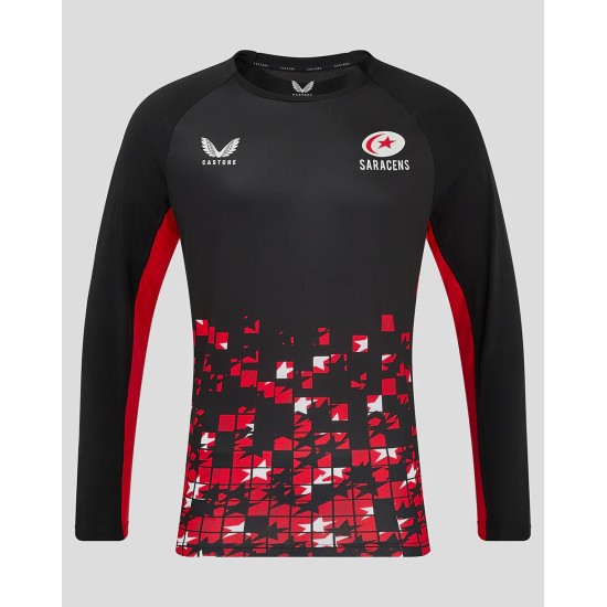 Men's Saracens 24/25 Matchday Long Sleeve Tee Black/Red