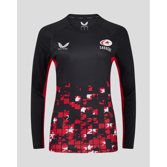 Women's Saracens 24/25 Matchday Long Sleeve Tee Black/Red