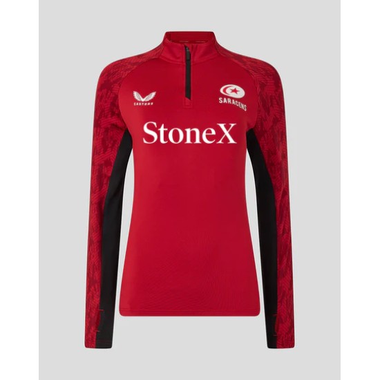 WOMEN'S 25/26 TRAINING 1/4 ZIP - RHYMTHIC RED