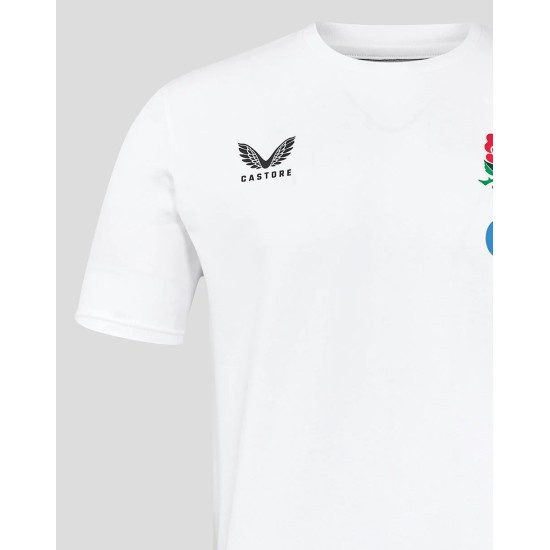 Men's England Rugby 25/26 Travel Short Sleeve Tee - Brilliant White