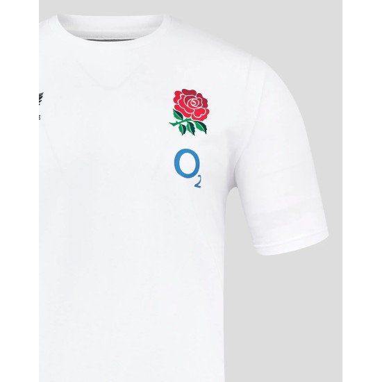 Men's England Rugby 25/26 Travel Short Sleeve Tee - Brilliant White