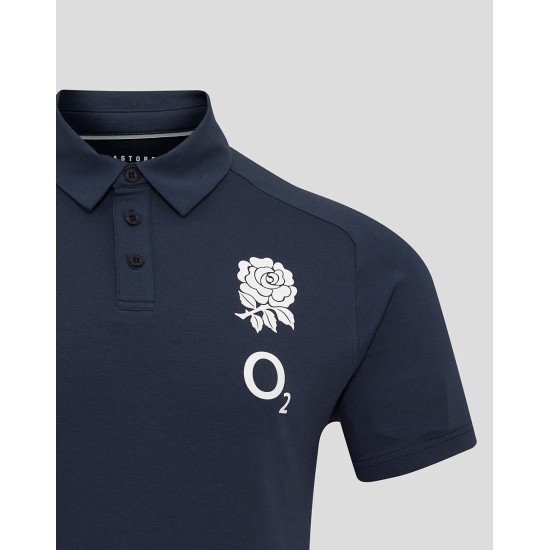 Men's England Rugby 25/26 Travel Short Sleeve Polo - Inkwell