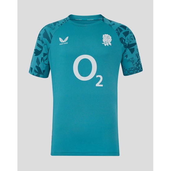 Men’s England Rugby 25/26 Performance Short Sleeve T Shirt – Storm Blue