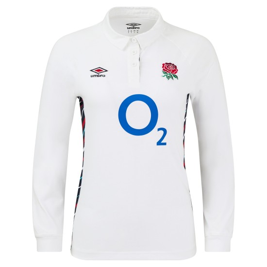 England Rugby Home Classic Long Sleeve Jersey 2024/25 - White - Womens