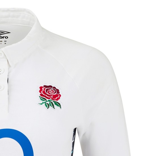 England Rugby Home Classic Long Sleeve Jersey 2024/25 - White - Womens