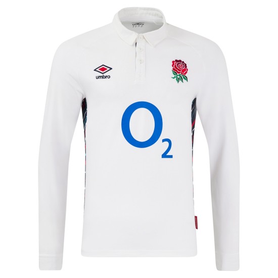 England Rugby Home Classic Long Sleeve Jersey 2024/25 - White - Mens