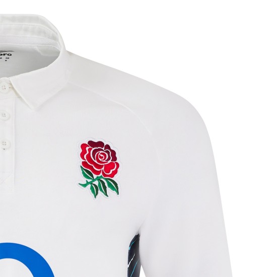 England Rugby Home Classic Long Sleeve Jersey 2024/25 - White - Mens