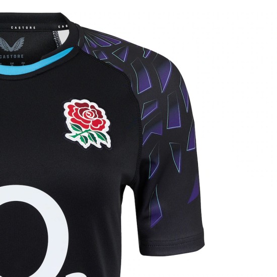 England Rugby Red Roses Alternate Replica Jersey 2025/26 - Black - Womens