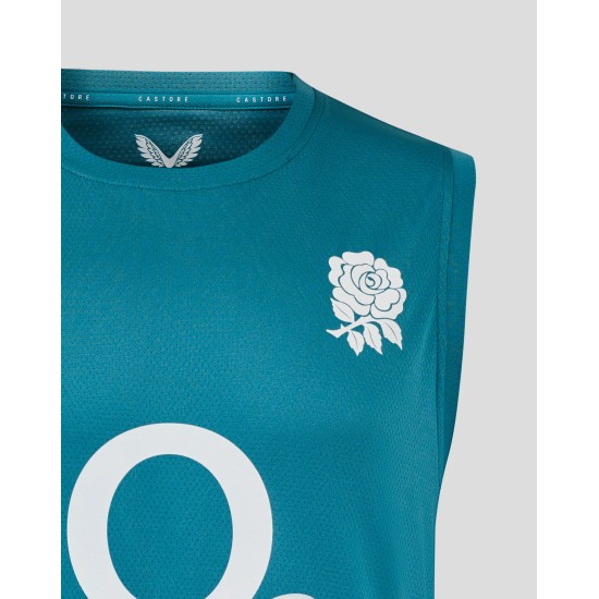 Men’s England Rugby 25/26 Performance Sleeveless T-Shirt – Storm Blue
