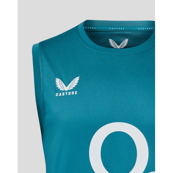 Men’s England Rugby 25/26 Performance Sleeveless T-Shirt – Storm Blue