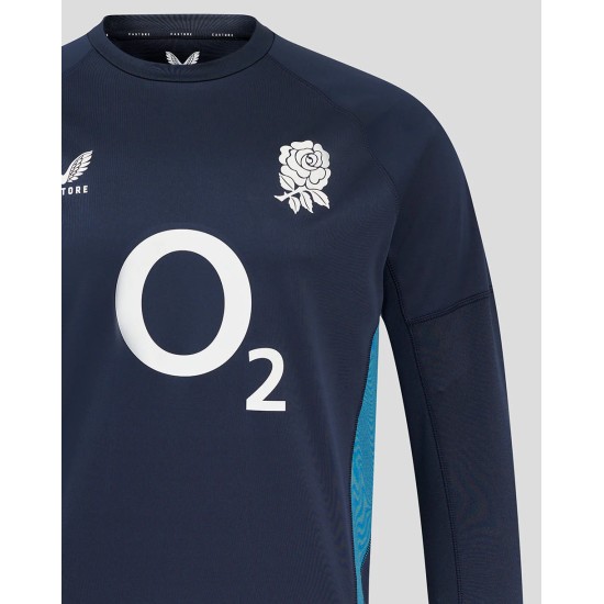 Men’s England Rugby 25/26 Contact Long Sleeve Drill Top – Inkwell