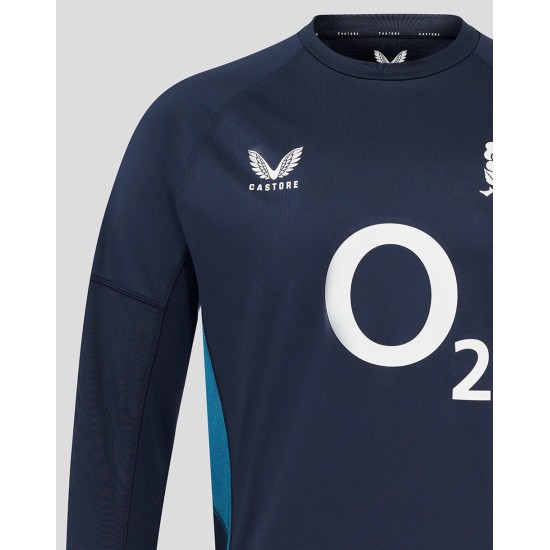 Men’s England Rugby 25/26 Contact Long Sleeve Drill Top – Inkwell