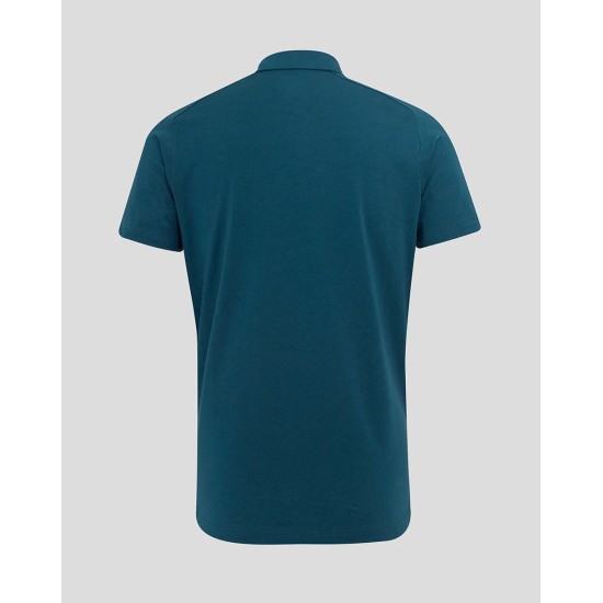 Men's England Rugby 25/26 Travel Short Sleeve Polo - Reflecting Pond