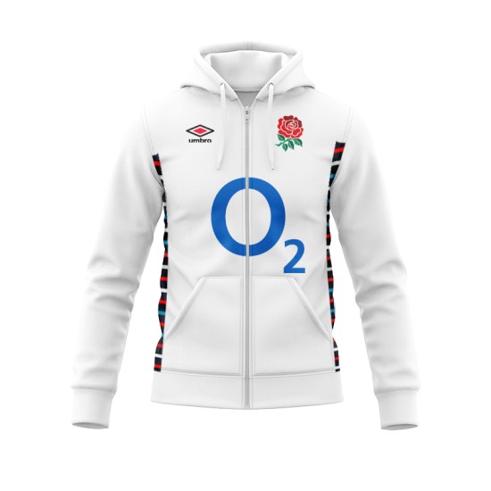 England Rugby Home Replica Jersey 2023/24 Cotton Zip Hoodie - Mens
