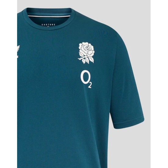 Men's England Rugby 25/26 Travel Short Sleeve Tee - Reflecting Pond