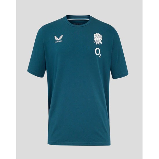 Men's England Rugby 25/26 Travel Short Sleeve Tee - Reflecting Pond